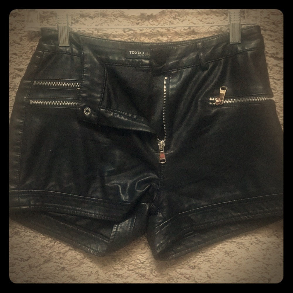 Faux leather shorts